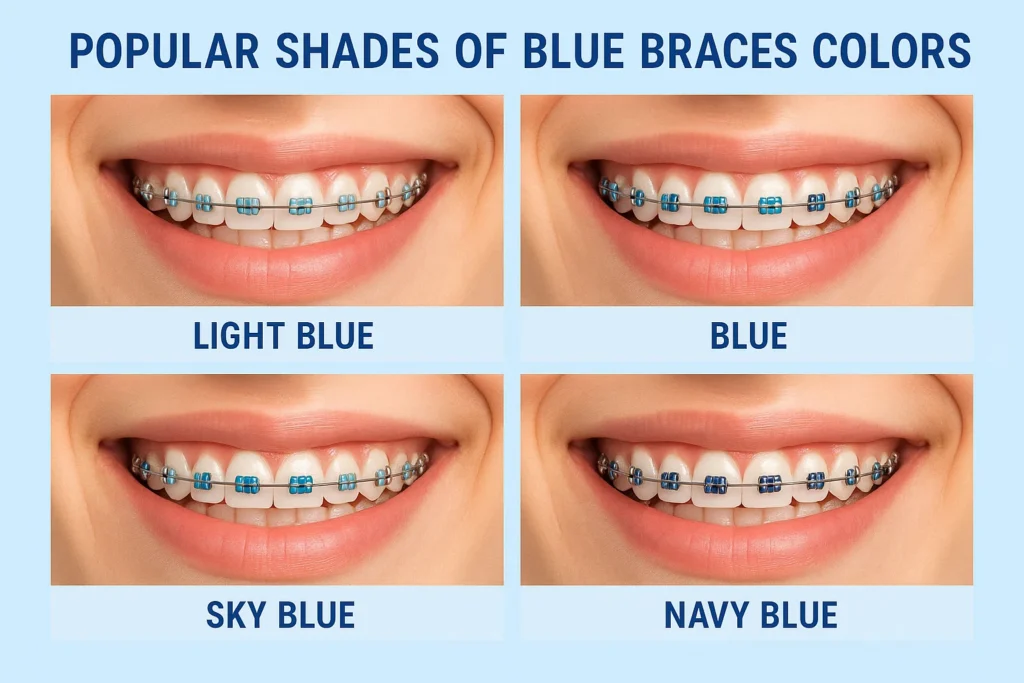 Blue Braces Colors - A look at the most popular shades of blue for braces.