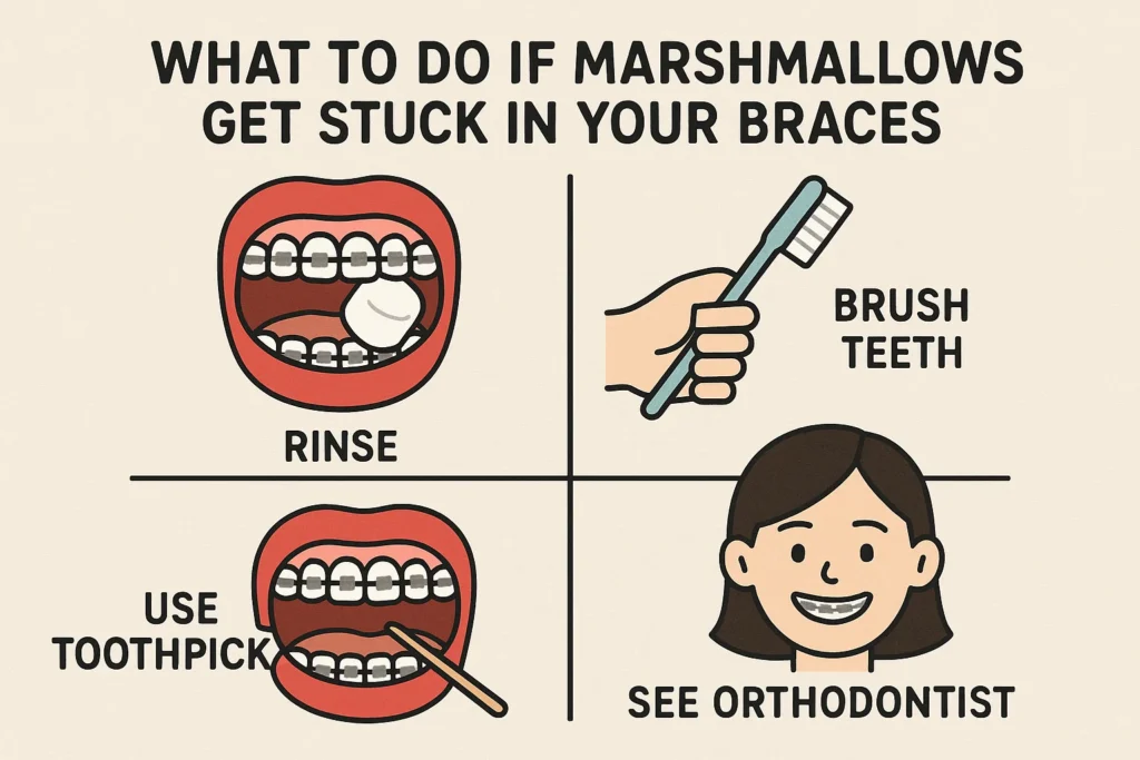 Can you eat marshmallows with braces? Learn what to do if marshmallows get stuck in your braces.