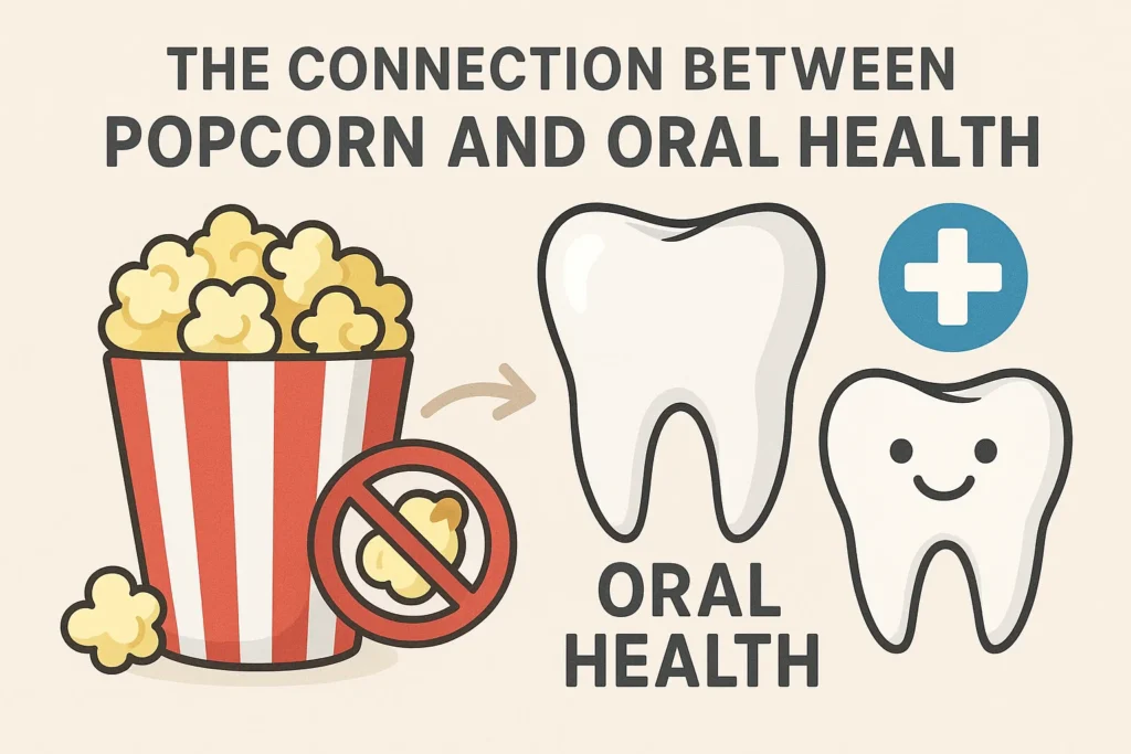 Can You Have Popcorn with Braces — visual showing the link between popcorn kernels and dental health risks