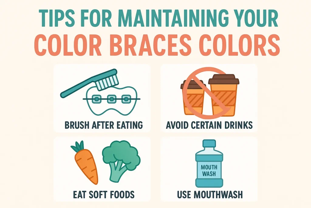 Color Braces Colors – Tips for maintaining the vibrancy and freshness of your color braces throughout treatment.