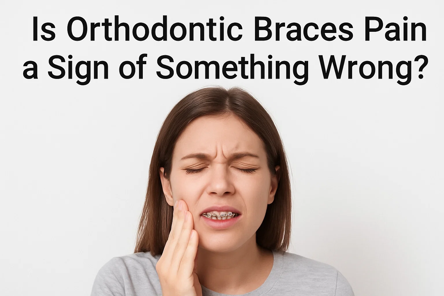 Orthodontic braces pain: Image showing braces causing discomfort and the possible signs it may indicate an issue with the treatment.