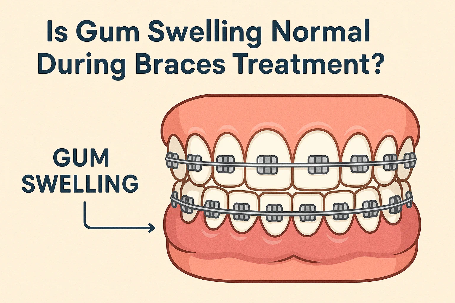 Swollen Gums with Braces, discussing whether gum swelling is normal during orthodontic treatment with braces.