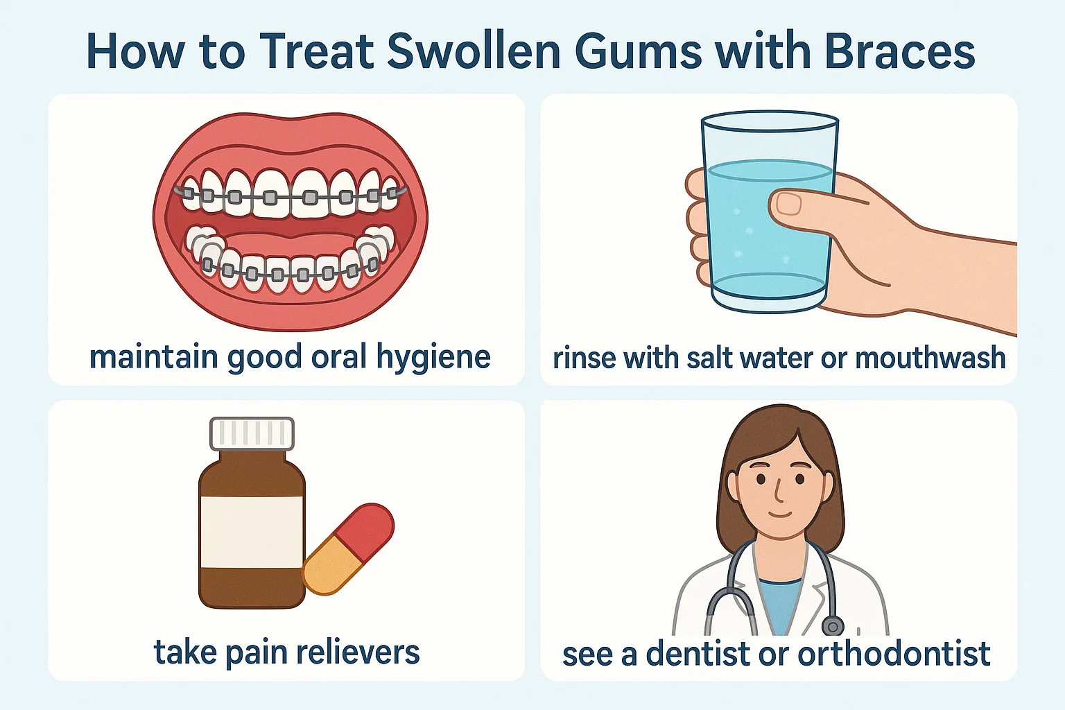 Swollen Gums with Braces, explaining how to treat and alleviate gum swelling during orthodontic treatment.