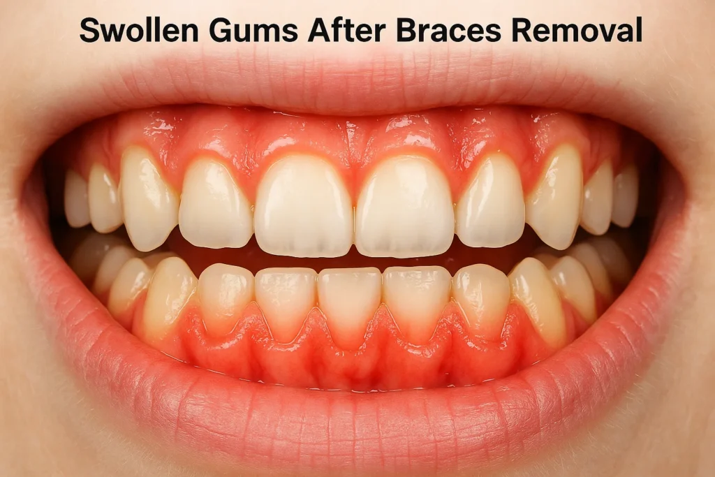 Swollen Gums with Braces, addressing swelling issues that may occur after braces removal and how to manage them.