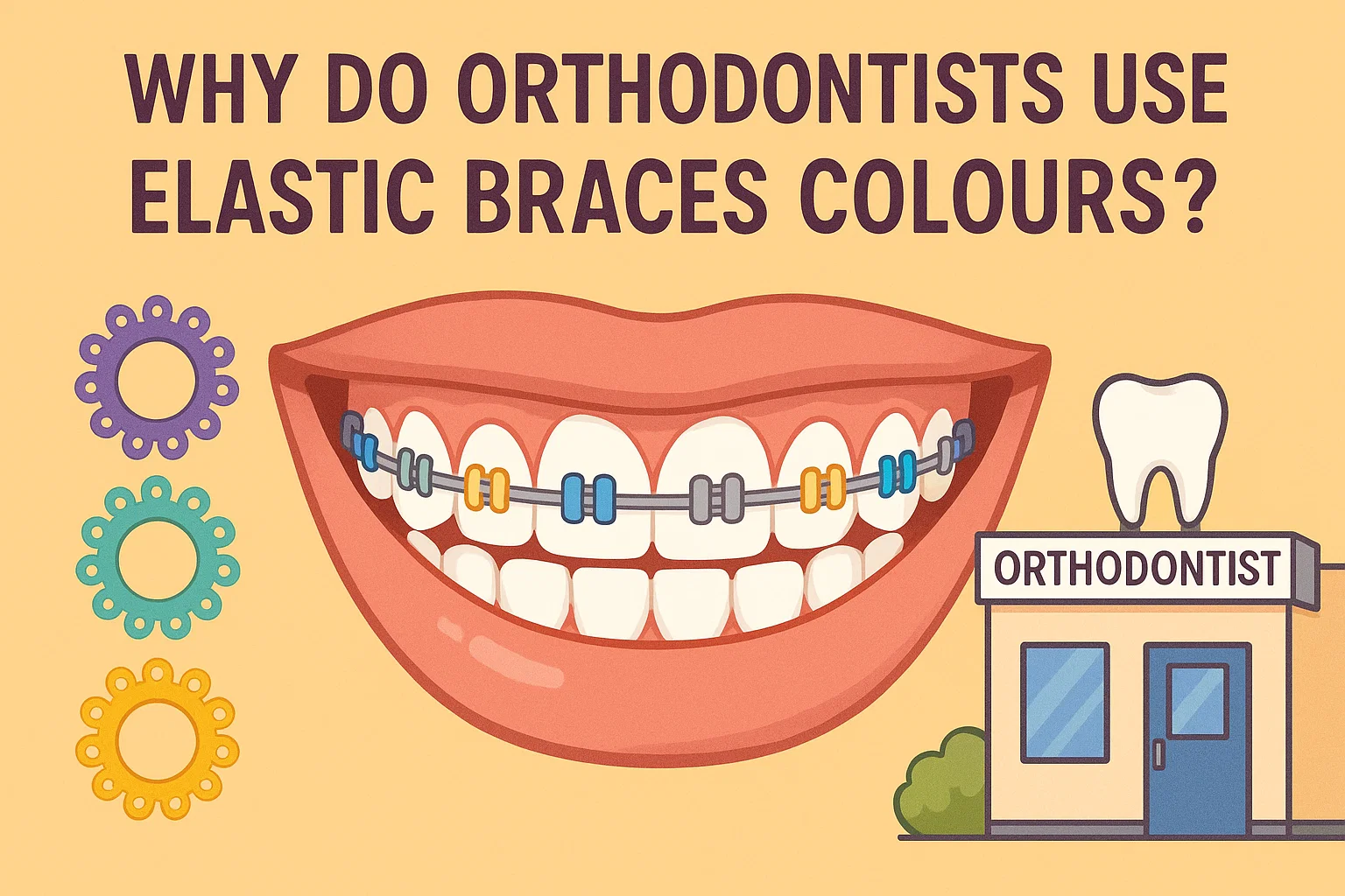Braces Elastic Colours — orthodontic elastic bands displayed in different shades, showing options for patients during treatment.