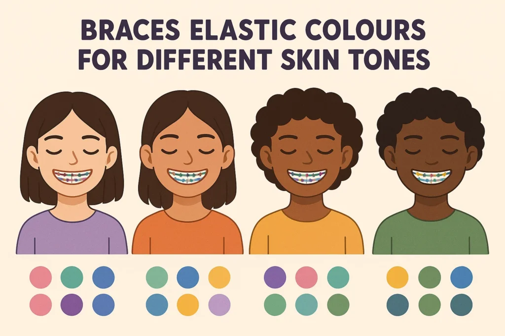 Braces Elastic Colours — a selection of elastic bands for braces, curated to complement different skin tones.