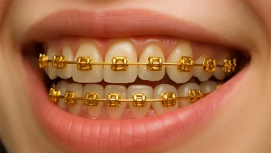 gold metal braces