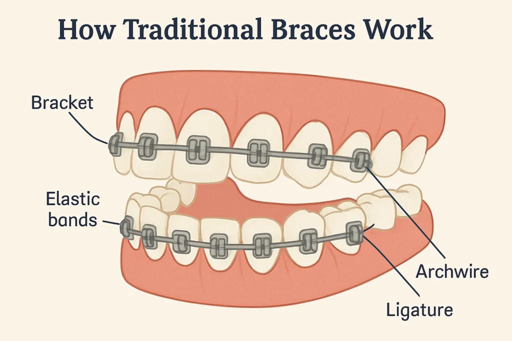 Invisalign vs Braces Effectiveness - understanding how traditional braces work for teeth straightening.