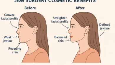 Jaw surgery cosmetic benefits, including improved facial symmetry and enhanced appearance