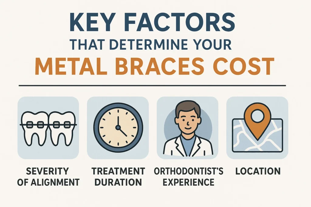 Metal Braces Cost in USA with details on pricing, treatment duration, and influencing factors