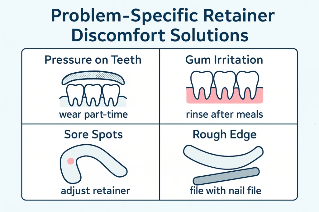 Retainer discomfort solutions tailored to address specific problems and provide targeted relief.