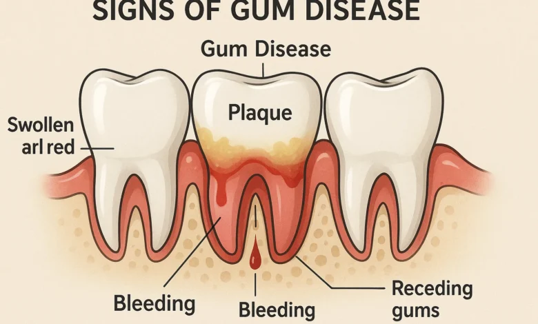 Signs of gum disease early stage including bleeding gums, bad breath, and sensitivity explained in detail.