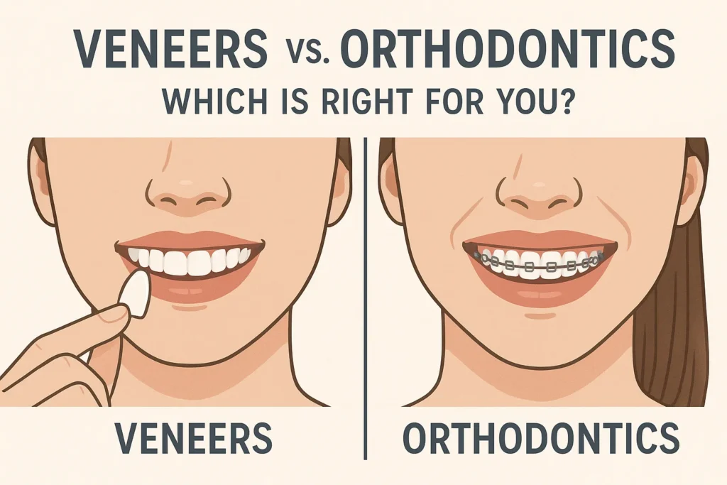 Veneers Before After Crooked Teeth – Comparing veneers and orthodontics for crooked teeth, showing before and after results to help you decide which treatment is best.