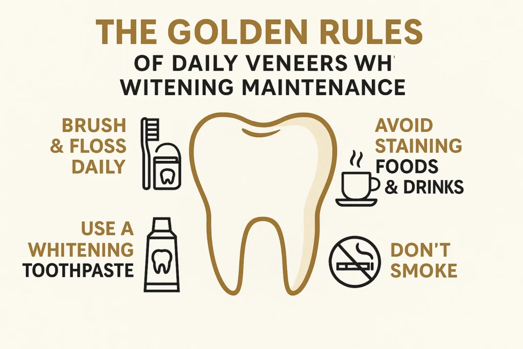 Veneers Whitening Maintenance helps preserve a radiant and confident smile every day