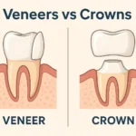 Veneers vs Crowns Difference – A clear comparison between veneers and crowns, highlighting the key differences in dental treatments.