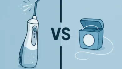 Water Flosser vs Regular Floss comparison with detailed pros, cons, and effectiveness for healthy gums