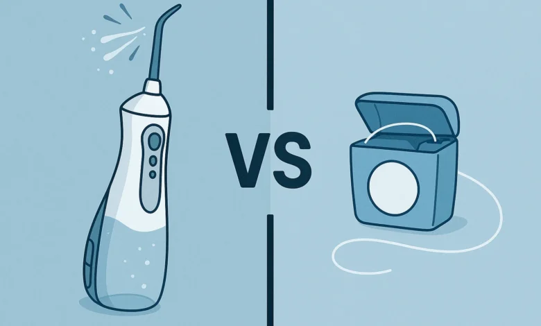 Water Flosser vs Regular Floss comparison with detailed pros, cons, and effectiveness for healthy gums