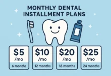 Affordable monthly dental installment plans for easy financing of dental treatments.