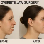 Overbite jaw surgery before after showing dramatic transformation in bite alignment and facial aesthetics.