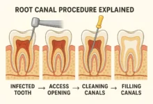Root Canal Procedure Explained with simple steps to show how dentists save damaged or infected teeth.