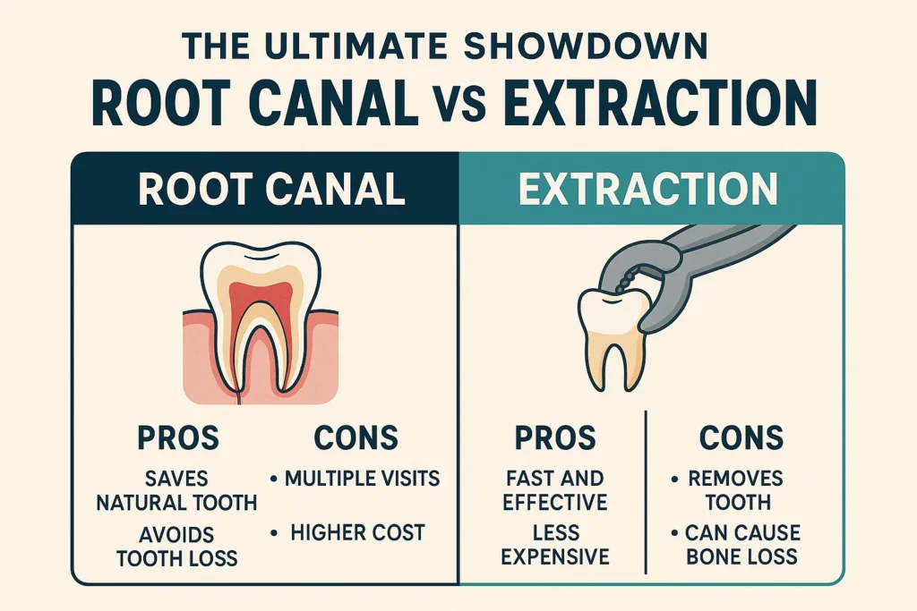 Explore the ultimate showdown of root canal vs extraction better, including pros, cons, and which dental treatment is best for you