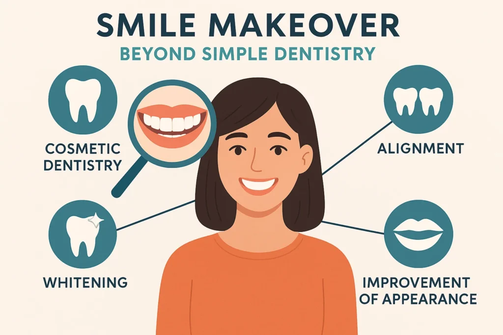 Smile Makeover with Veneers explaining how veneers enhance teeth appearance and create a confident smile makeover