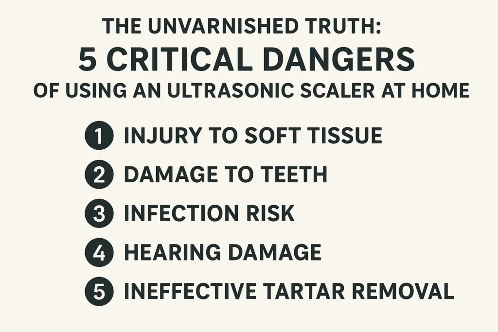 Safe use of an ultrasonic scaler at home for effective dental hygiene and plaque removal